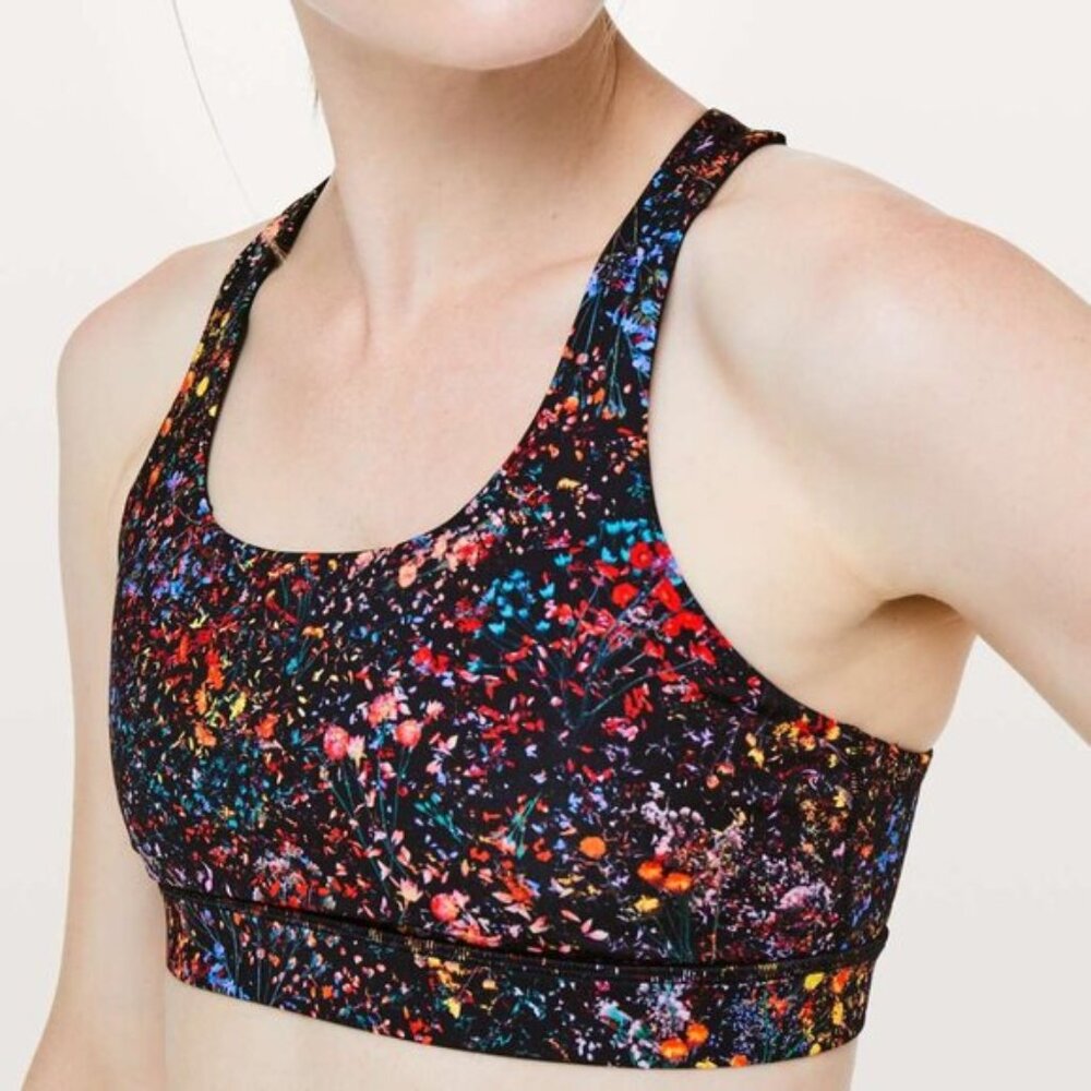 Lululemon Time To Sweat Sports Bra Flowerescent Multi Size 8 EUC